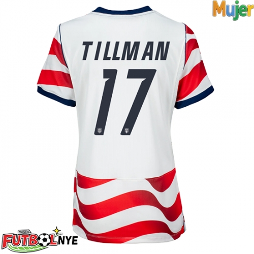 Camiseta Estados Unidos Malik Tillman #17 Primera Equipación para mujer Mundial 2026 manga corta